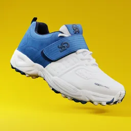 Detailed 3D model of a blue and white sport shoe with realistic texture and quad mesh topology for Blender.