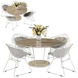 Bertoia diamond chair and Table