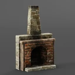 Highly detailed 3D model of a medieval stone fireplace for Blender, suitable for realistic architectural visualization.