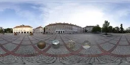 Historic Warsaw square in shade with soft shadows for realistic 3D scene lighting, 17k HDRI, low sun.