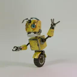Stylized Yellow Retro Robot