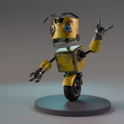 Stylized Yellow Retro Robot