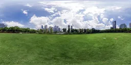 Midday cloudy green lawn