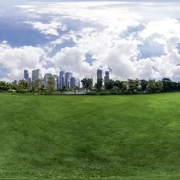 Midday cloudy green lawn