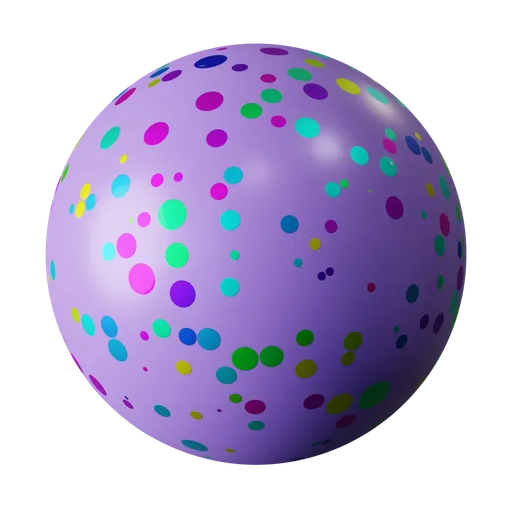 Colorful procedural confetti coating texture for festive Blender 3D PBR materials.