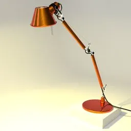 Highly detailed 3D rendering of an adjustable desk lamp, compatible with Blender for realistic modeling.