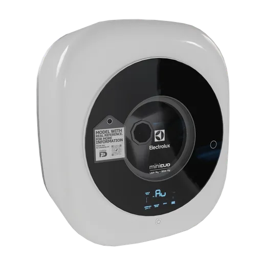 Detailed 3D render of a modern compact washing machine for Blender 3D artists.