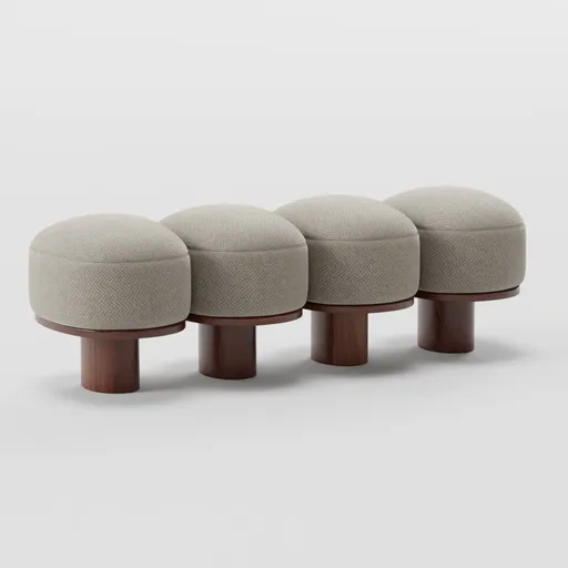 Walnut and cloth bench