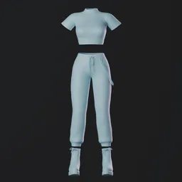 Female Outfit Cropped Tee Joggers Boots