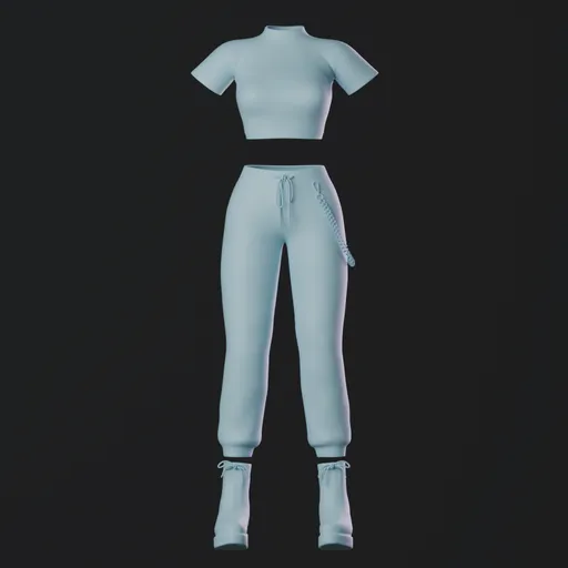 Female Outfit Cropped Tee Joggers Boots