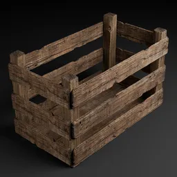 Detailed 3D representation of a rustic wooden crate, ideal for game environment design, created in Blender.