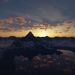 Aerial Rocky Mountain Terrain Sunset