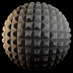 Detailed foam panels pyramid plane texture for PBR shading in Blender 3D and other CGI applications.