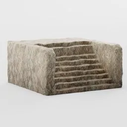 Realistic texture-rendered 3D stone staircase model suitable for Blender rendering, ideal for architectural visualization.