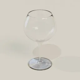 Realistic 3D model of a wine glass, renderable in Blender, with detailed stem and base, suitable for virtual table settings.