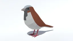 Stylized low poly sparrow model with separate eye mesh, ideal for CG visualization and Blender 3D projects.