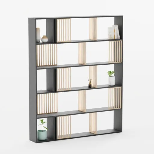 Black and Wooden Shelf Rack