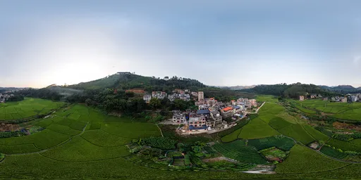 Hills, fields, woods, sunset