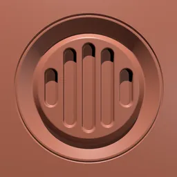Blender-compatible 3D sculpting brush for creating precise circular vent details on hard surfaces.
