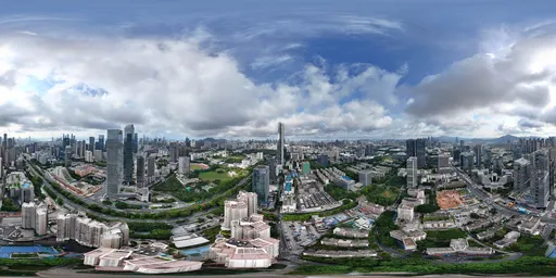 Highsky city road building clouds
