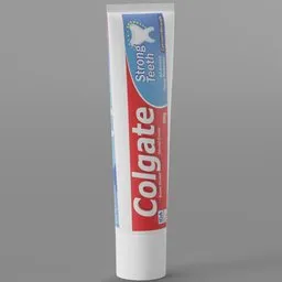 "3D Model of a Colgate Toothpaste Tube for Blender 3D - Professional Online Branding, 3D-CG Illustration by Bikash Bhattacharjee, Inspired by Joseph Pickett. Perfect for Product Showcases and Utility Category Projects."