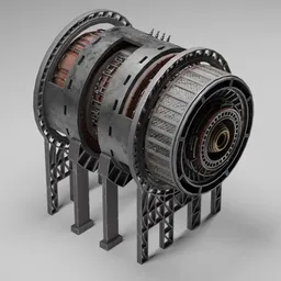 3D-rendered futuristic generator with intricate design, 70k vertices, and 4K procedural textures, ideal for cyberpunk scenes.