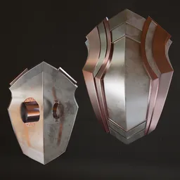 Detailed 3D shield model with high-quality metal textures, ideal for war game assets in Blender.