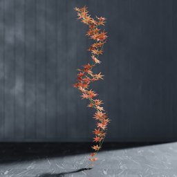 "Artificial red maple garland 3D model for Blender 3D - inspired by Michal Karcz and Miyagawa Chōshun with stellation and surrealism aesthetic. Editable stem with Bagapie addon geometry nodes. Perfect for indoor nature scenes and decor."