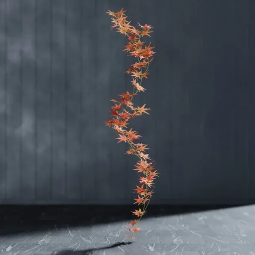 Highly detailed 3D red maple garland created with Blender, featuring editable stem and geometry nodes.