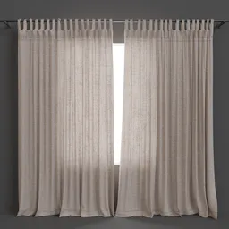 High-quality Blender 3D model of textured light linen looped curtains for realistic interior visualization.