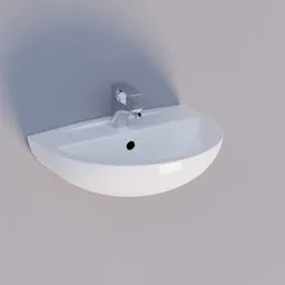 3D-rendered ceramic wash basin model with modern faucet for Blender visualization and design projects