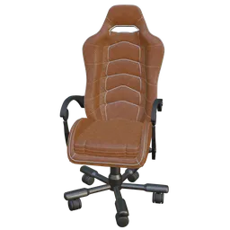 Orange ergonomic gaming chair 3D model with PBR textures, ideal for Blender rendering and virtual setups.