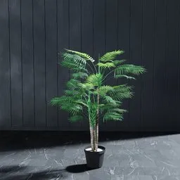 Highly detailed customizable 3D model of an artificial kentia palm for Blender, ideal for indoor nature scenes.