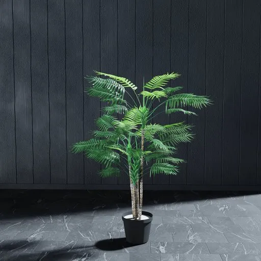Highly detailed customizable 3D model of an artificial kentia palm for Blender, ideal for indoor nature scenes.