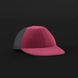 Detailed red and black Blender 3D model of a baseball cap with a high-quality mesh structure.