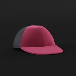 "Baseball cap featuring a black and red color scheme with a grid pattern, created in Blender 3D. This 3D model captures the essence of the TF2 screenshot color palette and draws inspiration from Eero Järnefelt. Designed in the style of brutalism, the cap showcases ultra hyper realistic quality and is perfect for team-themed projects."