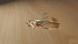 High-quality 3D render of an empty glass coffee cup with plate on a wooden surface, suitable for Blender.