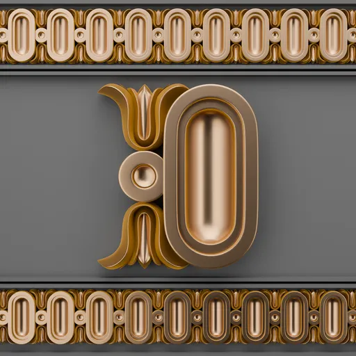 Detailed 3D model of a classic trim ornament for use in Blender, showcasing intricate design for efficient scene detailing.