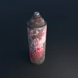 Detailed 3D spray paint can model with realistic textures, suitable for Blender rendering and concept art.