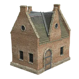 Highly detailed Blender 3D model of a textured medieval house, suitable for realistic historical scene rendering.