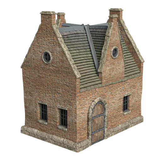 Highly detailed Blender 3D model of a textured medieval house, suitable for realistic historical scene rendering.
