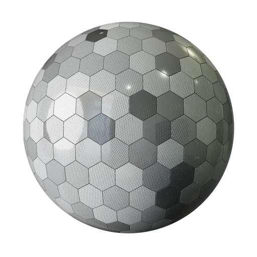 High-resolution PBR Hex Tiles material with reflective surfaces for 3D modeling in Blender.