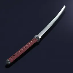 Detailed 3D rendering of a Japanese Katana sword for Blender, showcasing craftsmanship and design, perfect for historic-military scenes.