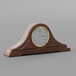 Detailed wooden 3D model of a mantle clock with adjustable hands, perfect for Blender rendering projects.