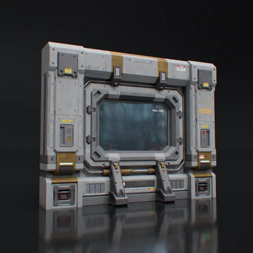 Scifi industrial wall with window