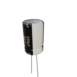 3D-rendered capacitor model for Blender, perfect for electronic circuit design visualization.