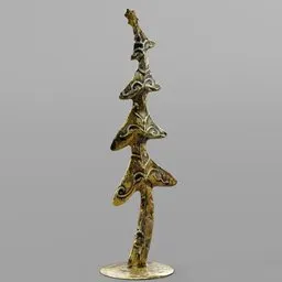 Detailed metallic Christmas tree sculpture for 3D rendering in Blender, ideal for holiday scenes.