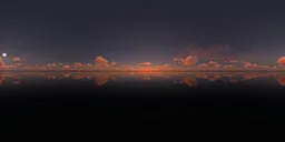 Clouds, sunset, moon, sea
