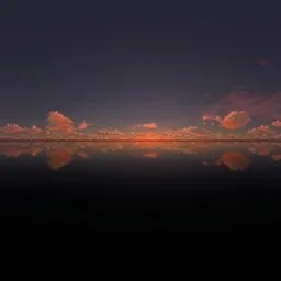 Clouds, sunset, moon, sea