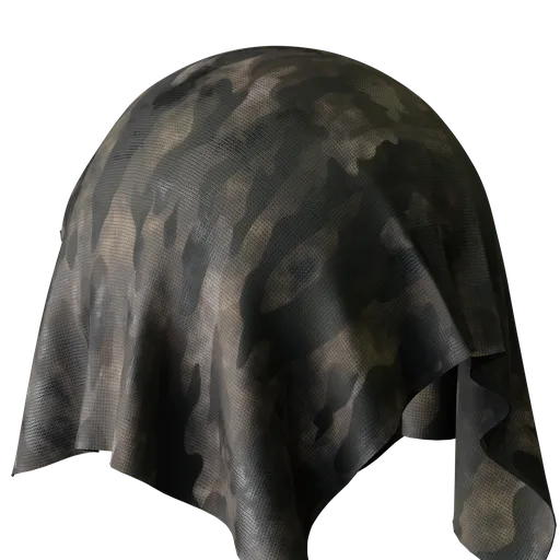 Realistic dirt military camo PBR material for 3D modeling in Blender, ideal for fabric texturing.